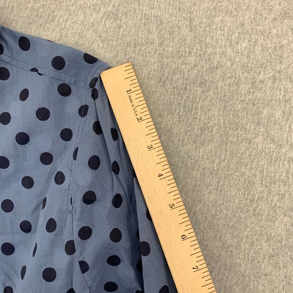 J.CREW Popover Shirt Womens Size 2 Polka Dot Jacquard Blue Sheer Career - Picture 9 of 16